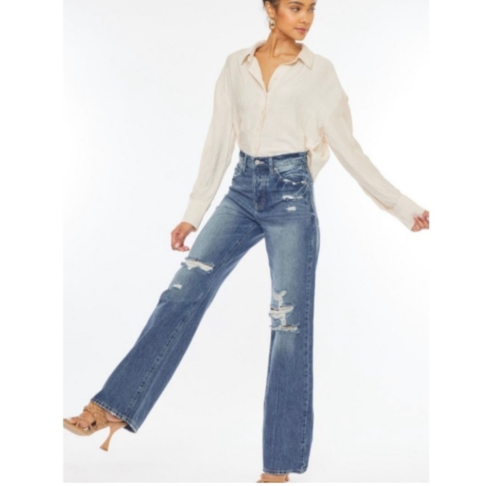 60057 KanCan High Rise Wide Leg Jeans (90’s Flare) - Picture 5 of 12